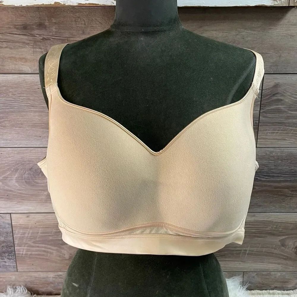 Peach Full Coverage Wireless Cups Bra Adjustable Strap Full Figure Size 6X READ